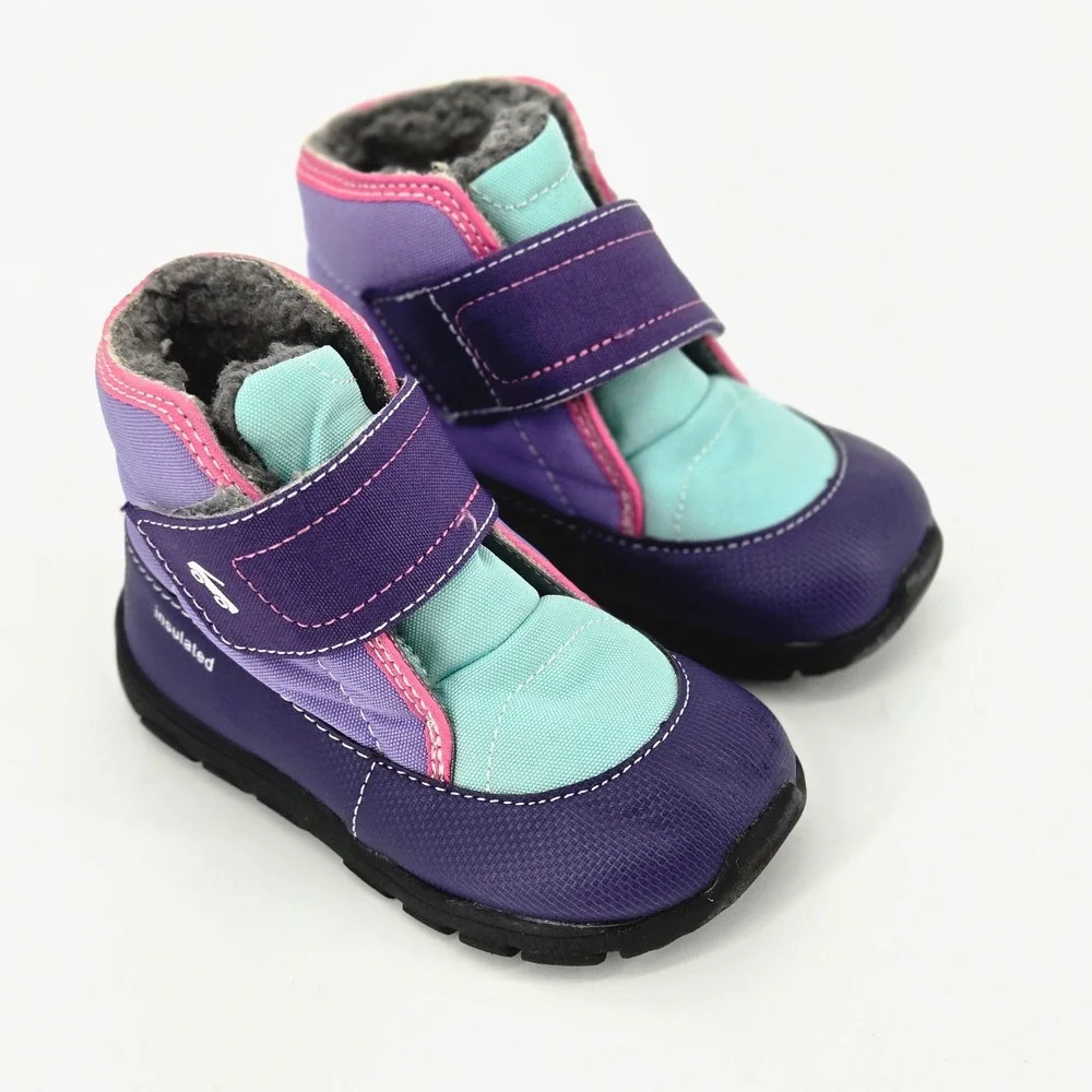See Kai Run Blake Waterproof Insulated Purple Mint Winter Boots Kids Size 8 EUC